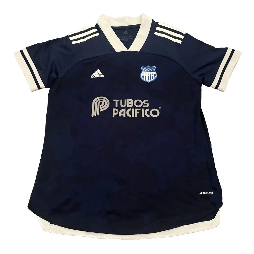 Club Sport Adidas Emelec Mens Large Blue Soccer Jersey Tubos Pacifico Football
